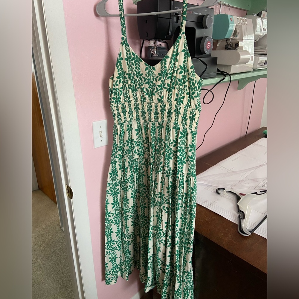 Skies Are Blue Green and Cream Floral Maxi Dress